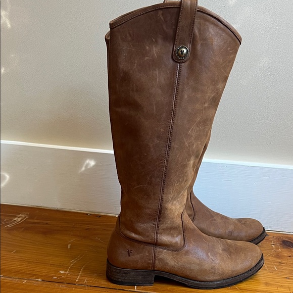 Frye Brown Leather Knee-High Boots - Picture 1 of 8